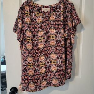 LOFT Women's Floral Blouse - Pink and Yellow